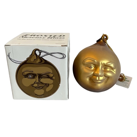 Department 56 Other - Department 56 Vintage Frosted Mercury Glass Man in the Moon Ornament Winking
